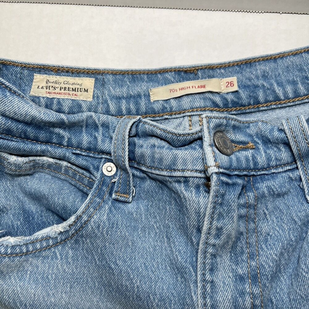 Levi's Premium 70s High Flare Size 26 Big E - Picture 9 of 12